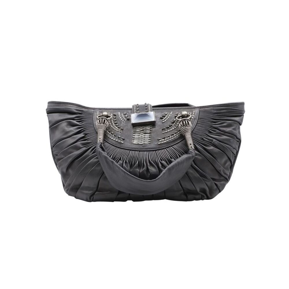 Dior Pleated Plissé Tote in Black Leather
